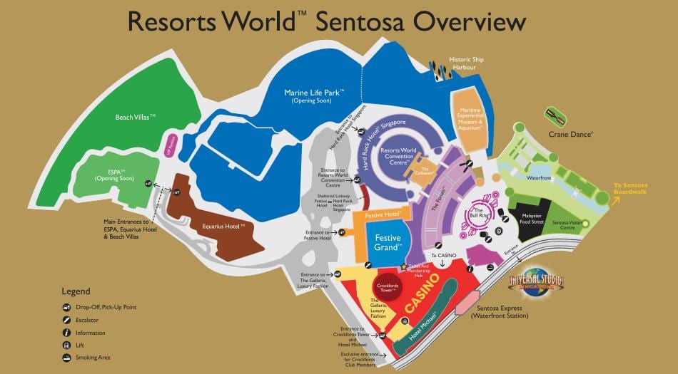 રીસોર્ટ વિશ્વ Sentosa નકશો