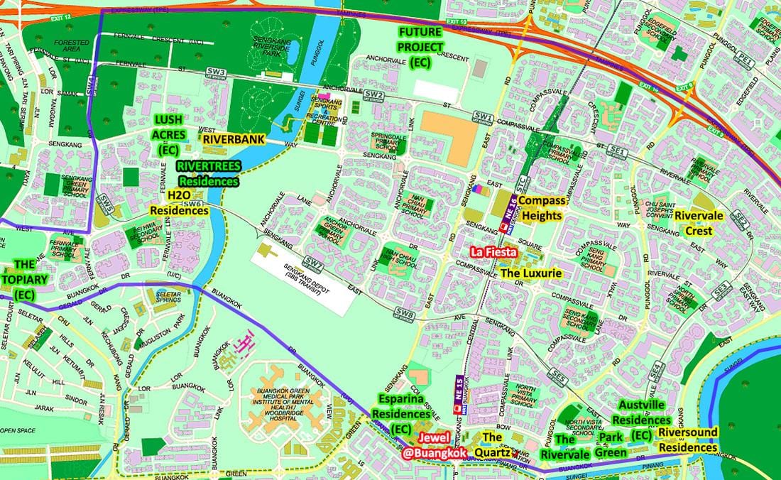 નકશો Sengkang સિંગાપુર
