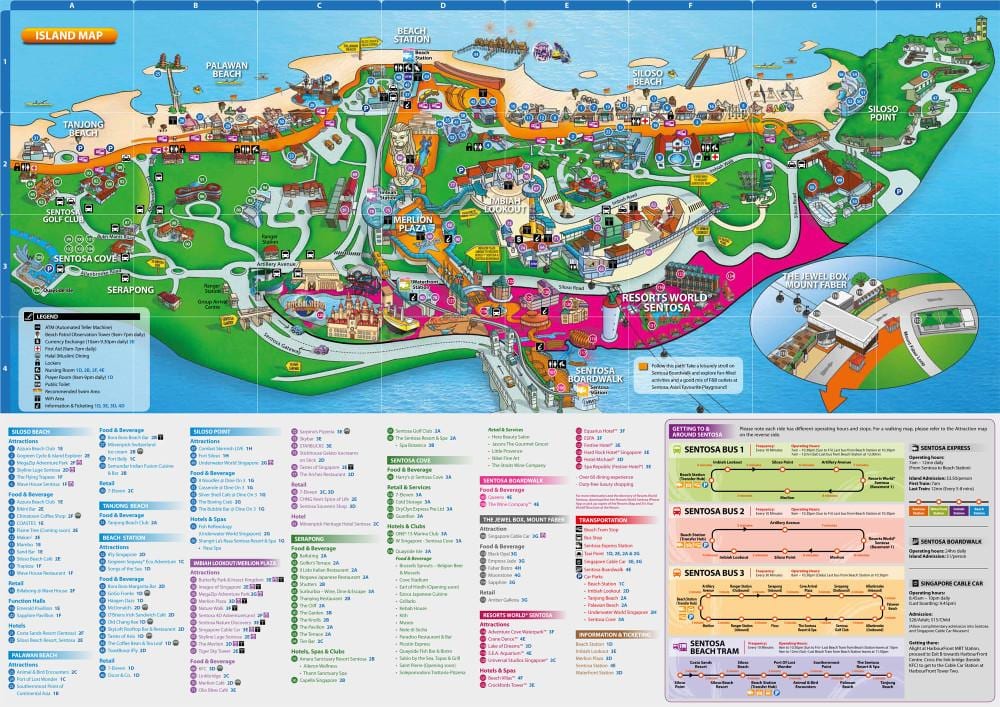 sentosa નકશો આકર્ષણ